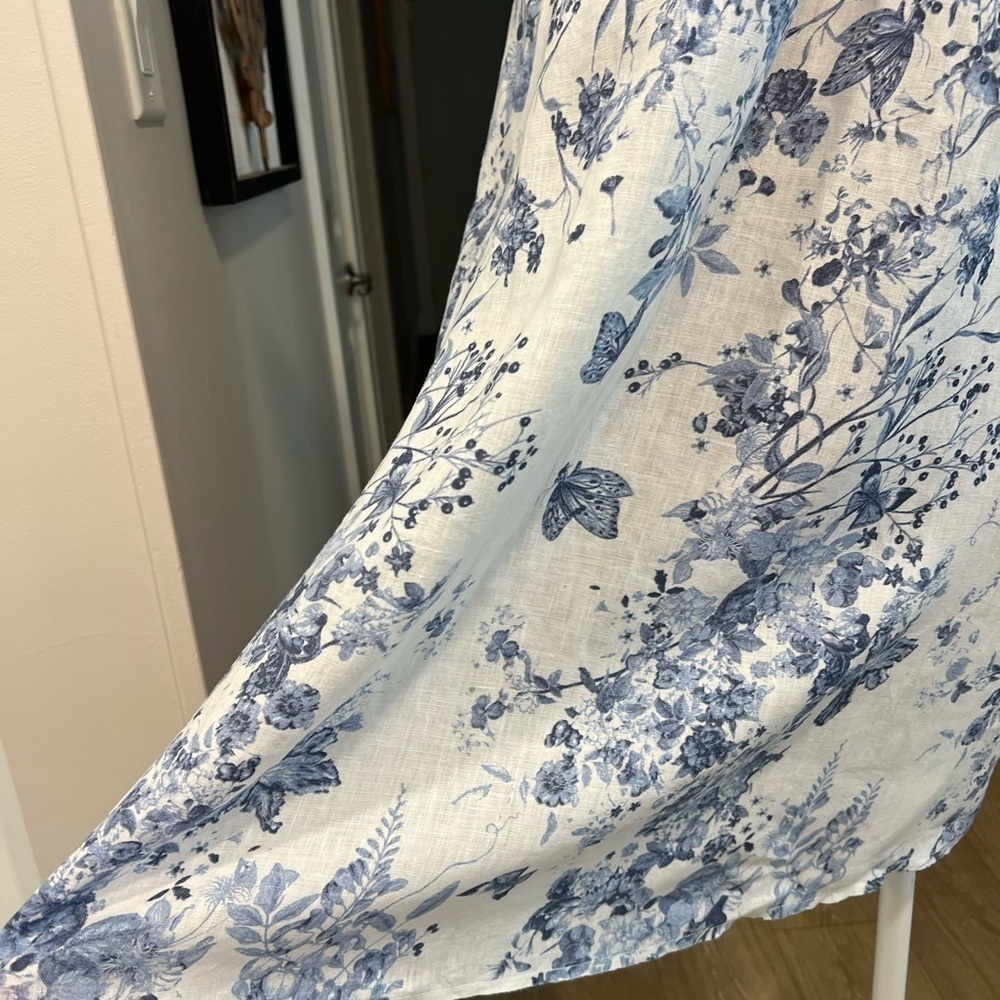 BELLAMBRA NWOT white linen halter mini dress with soft blue botanical print - Picture 7 of 15